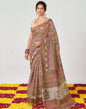 Light Brown And Pink Printed Saree | Leemboodi