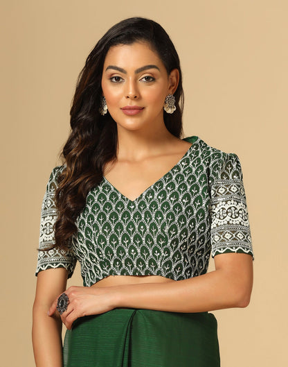 Green Georgette Plain Saree | Sudathi