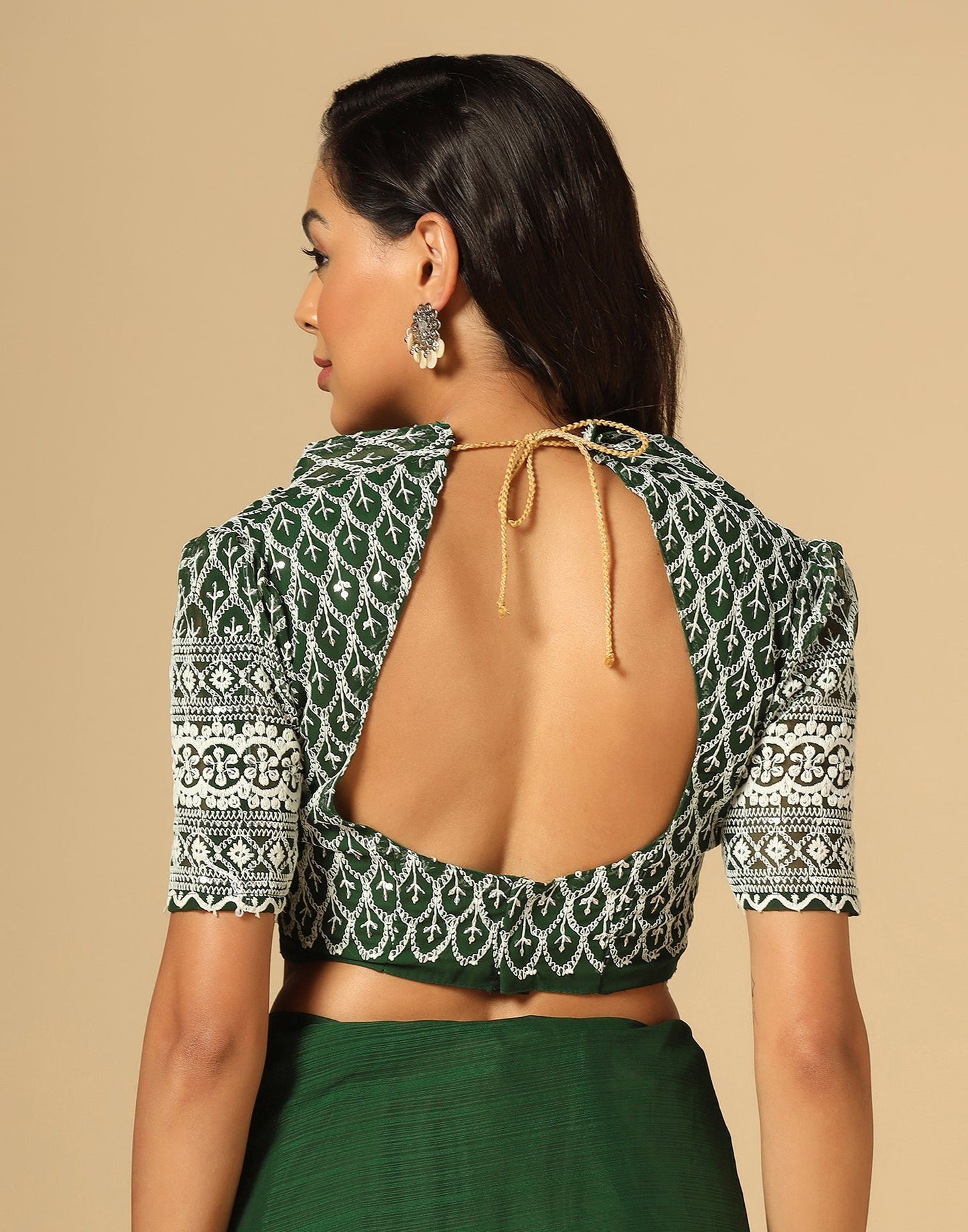 Green Georgette Plain Saree | Sudathi