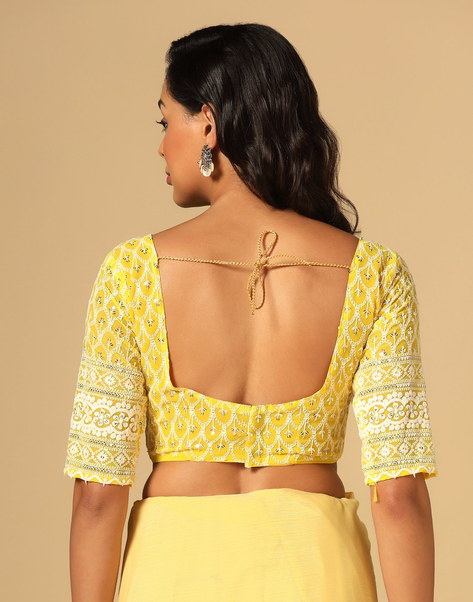 Light Yellow Georgette Plain Saree | Sudathi