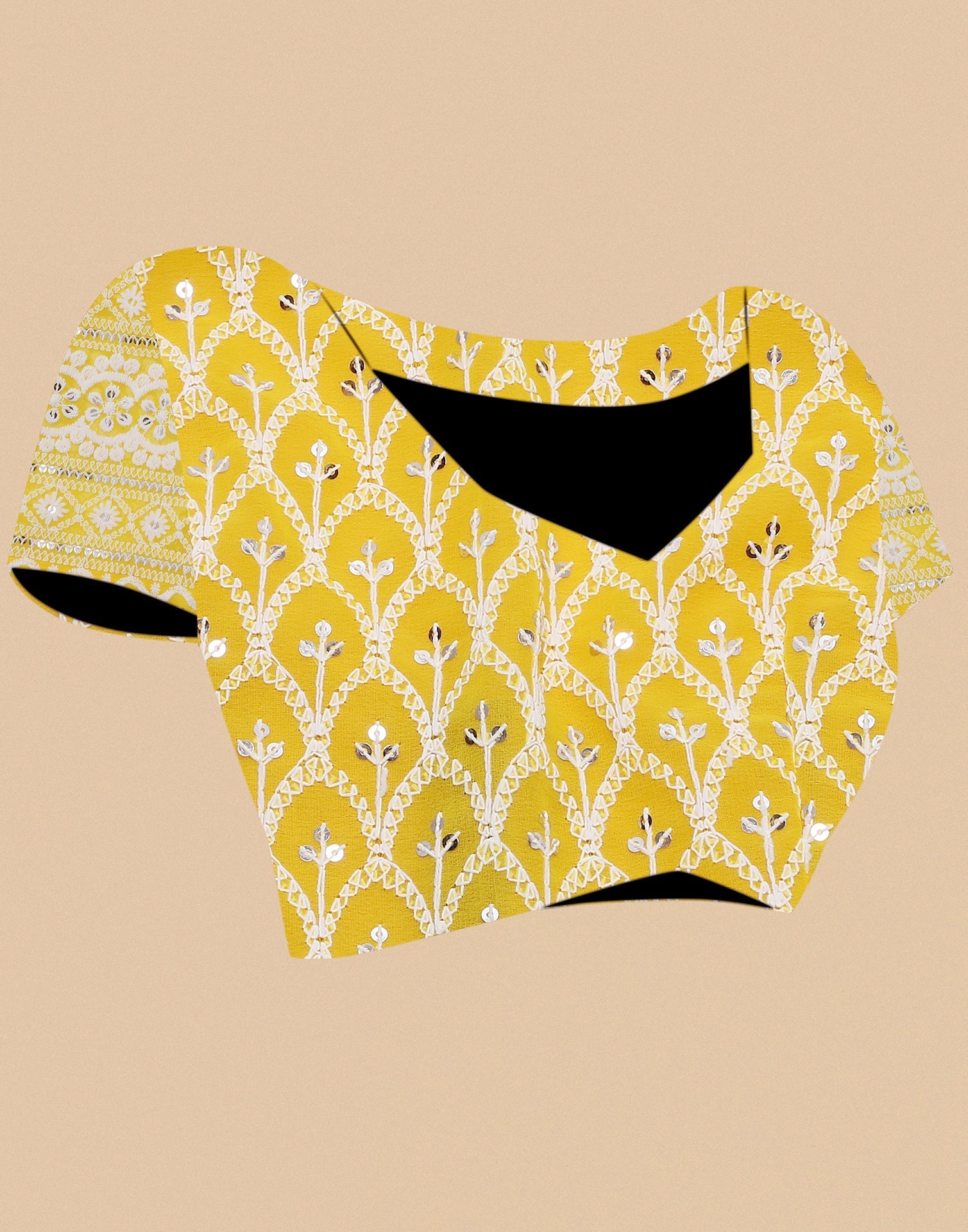 Light Yellow Georgette Plain Saree | Sudathi