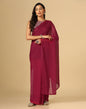 Maroon Georgette Plain Saree | Sudathi