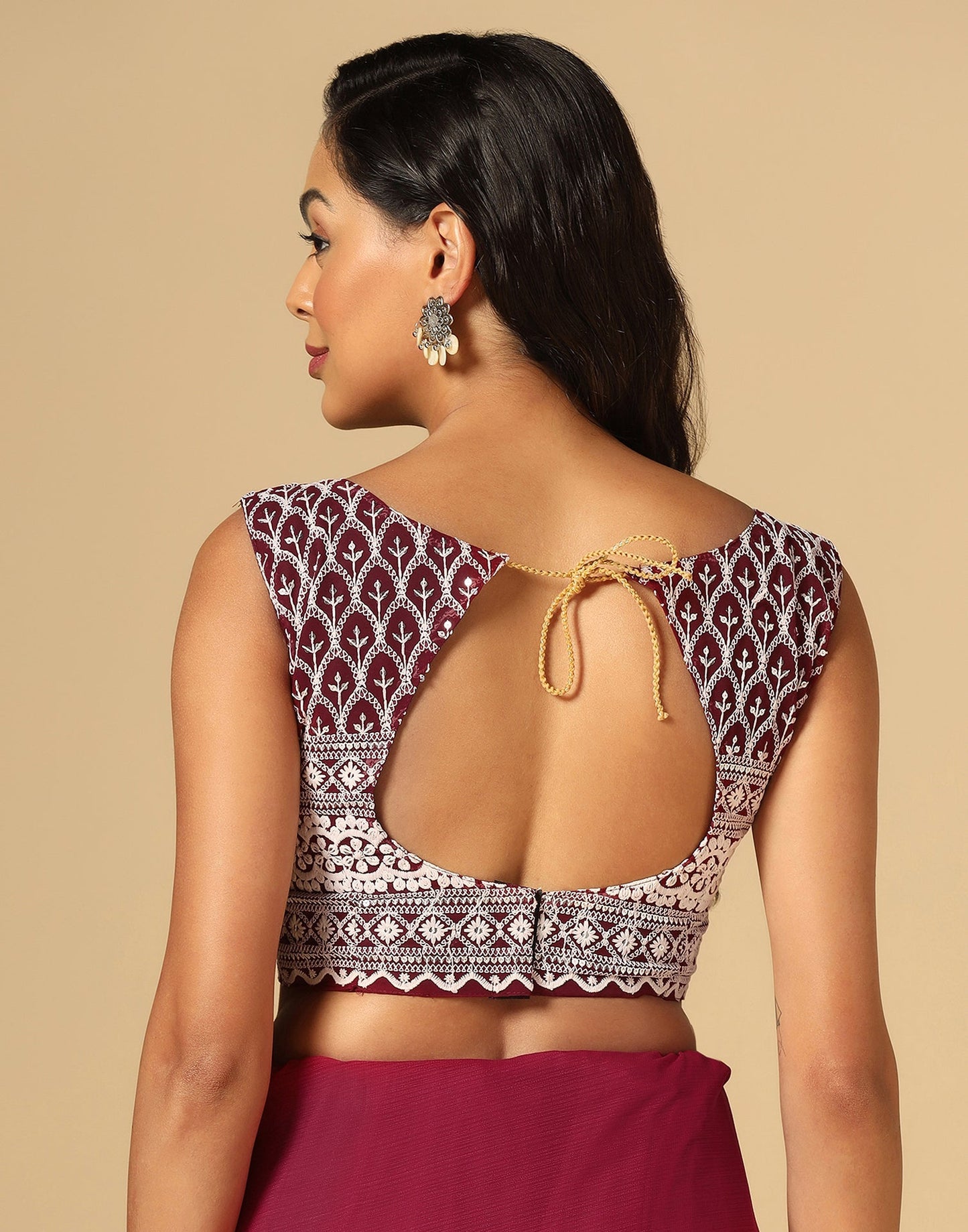 Maroon Georgette Plain Saree | Sudathi