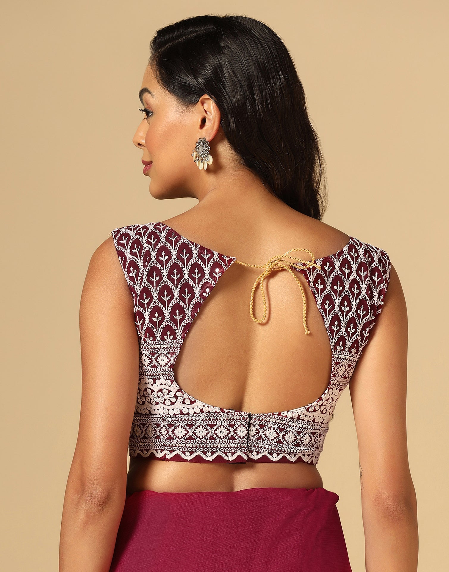 Maroon Georgette Plain Saree | Sudathi