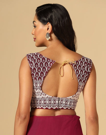 Maroon Georgette Plain Saree | Sudathi