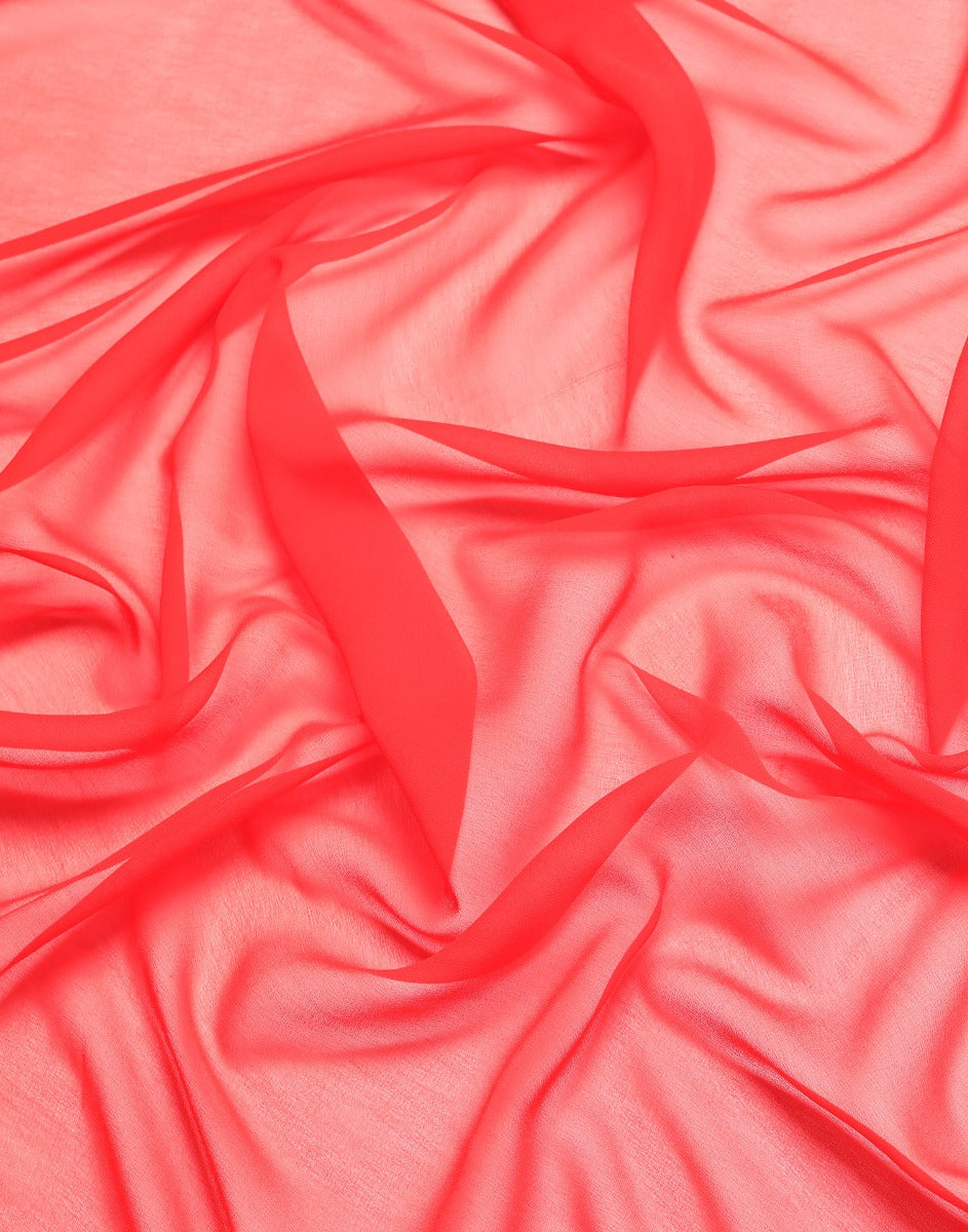 Red Georgette Plain Saree | Leemboodi