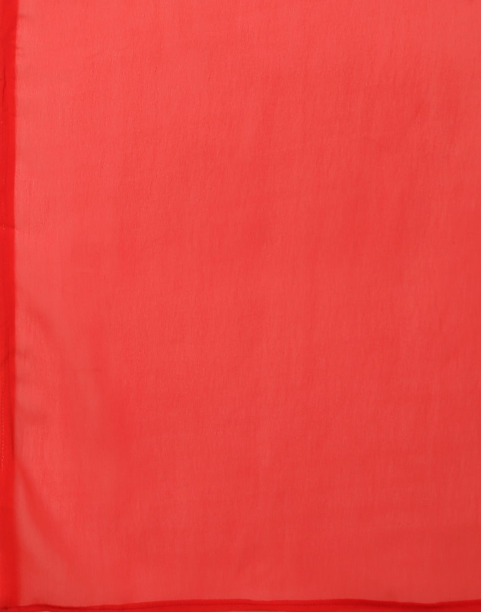 Red Georgette Plain Saree | Leemboodi