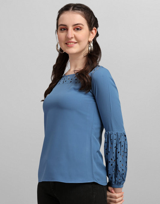 Blue Lacer Cut Top | Sudathi