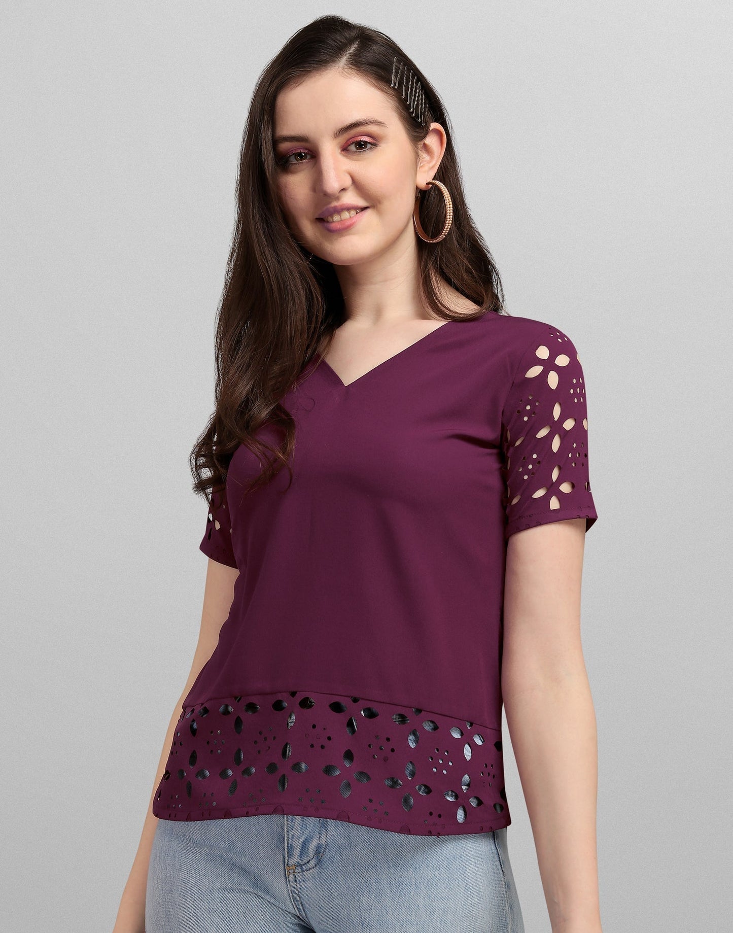 Wine Lacer Cut Top | Sudathi