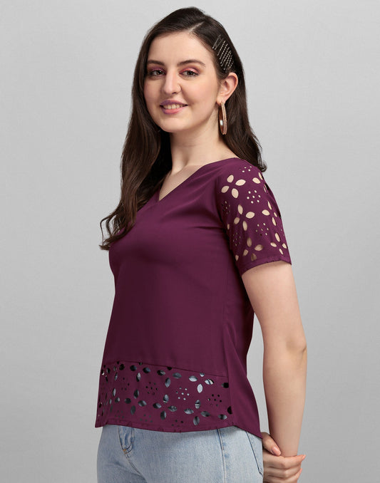 Wine Lacer Cut Top | Sudathi