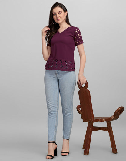 Wine Lacer Cut Top | Sudathi