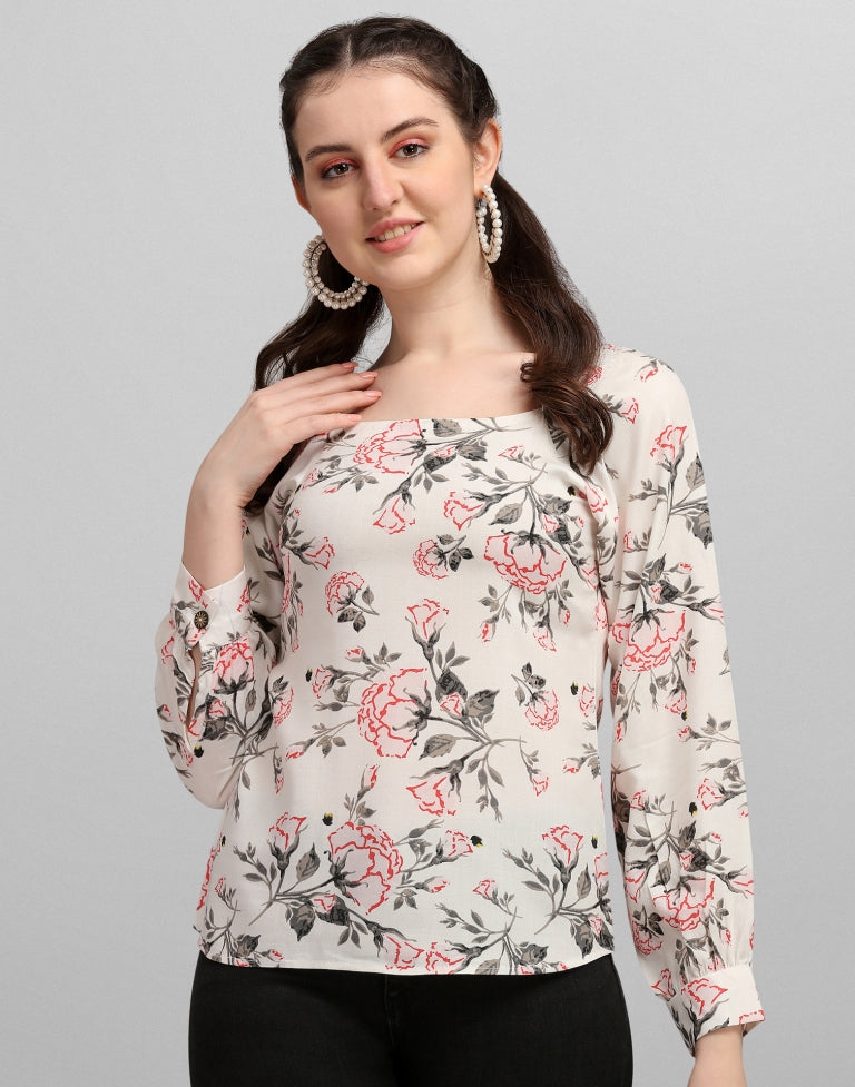 Beige Printed Top | Sudathi