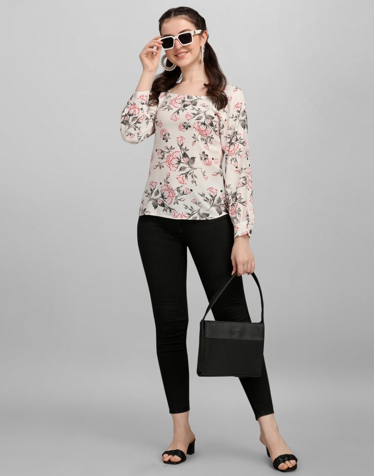 Beige Printed Top | Sudathi