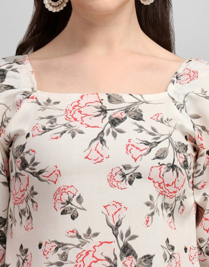 Beige Printed Top | Sudathi