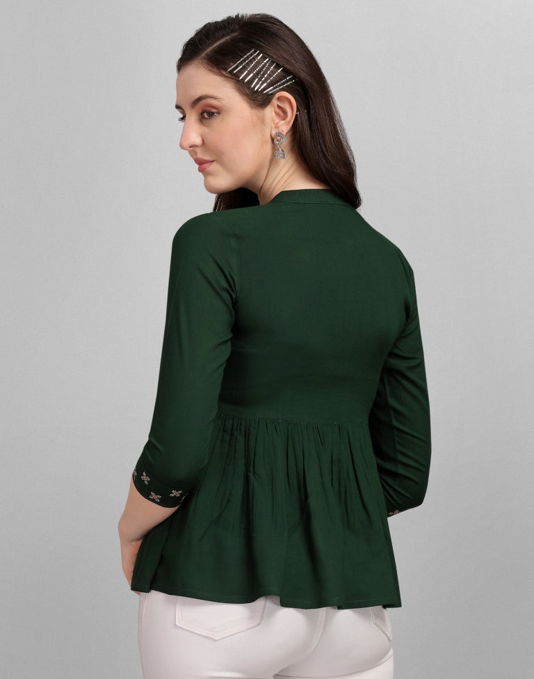 Dark Green Printed Top | Sudathi
