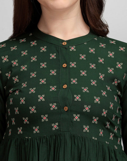 Dark Green Printed Top | Sudathi