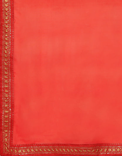 Red Organza Embroidered Saree | Leemboodi