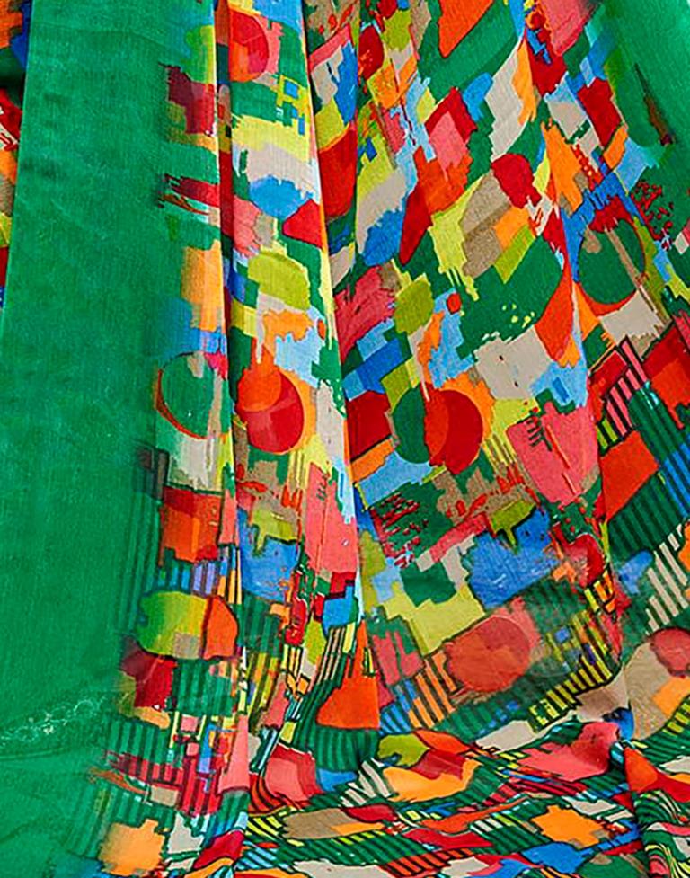 Multicolour Geometric Printed Saree | Leemboodi