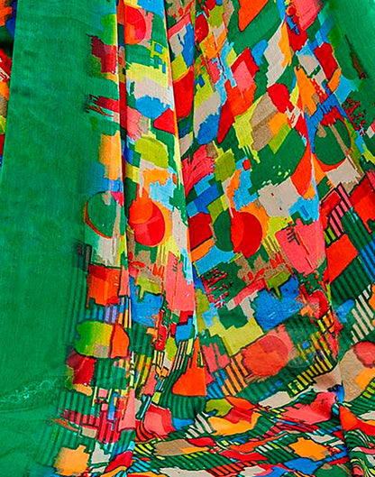 Multicolour Geometric Printed Saree | Leemboodi