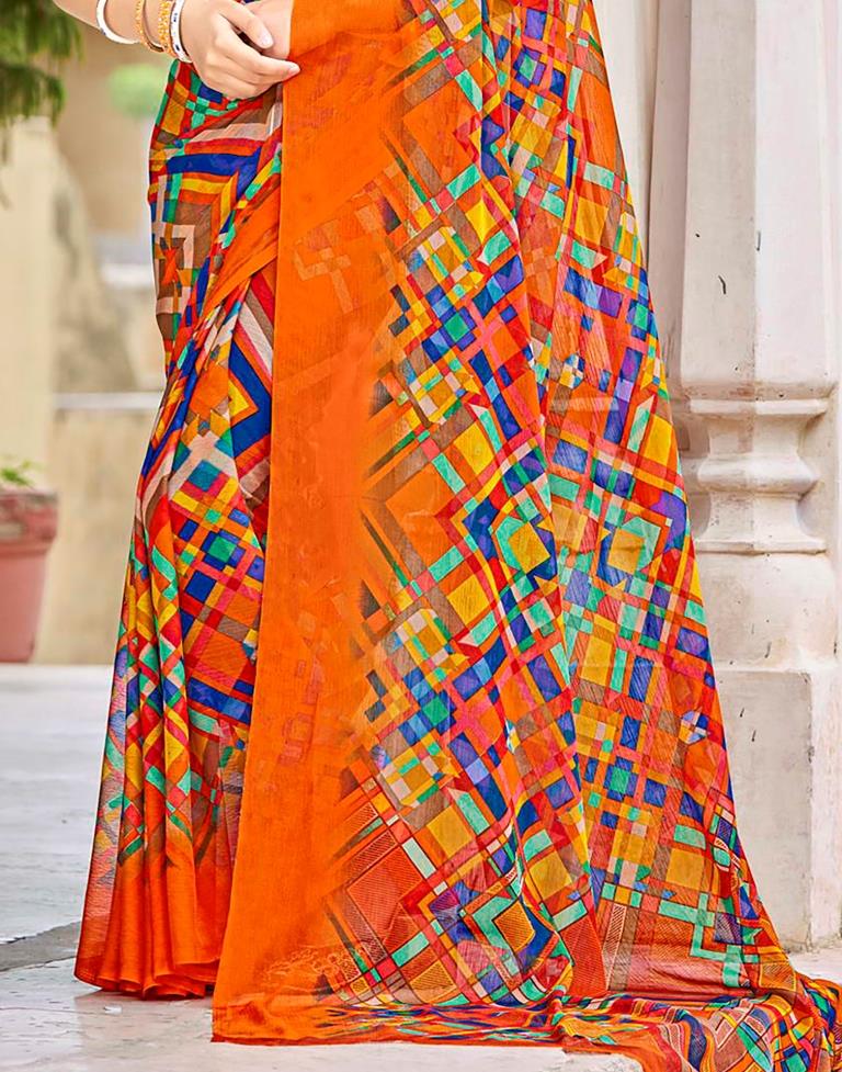 Multicolour Geometric Printed Saree | Leemboodi
