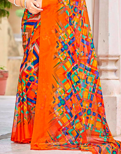 Multicolour Geometric Printed Saree | Leemboodi