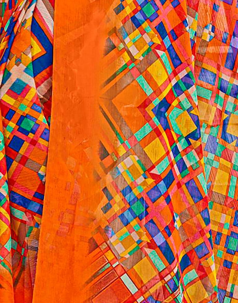 Multicolour Geometric Printed Saree | Leemboodi
