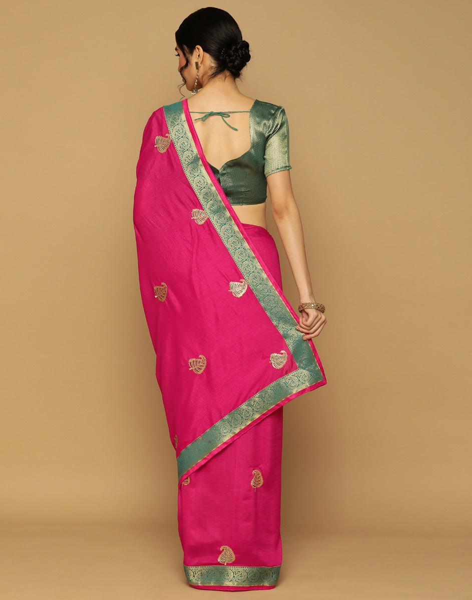 Pink Embroidered Saree | Leemboodi