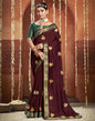 Brown Embroidered Saree | Leemboodi