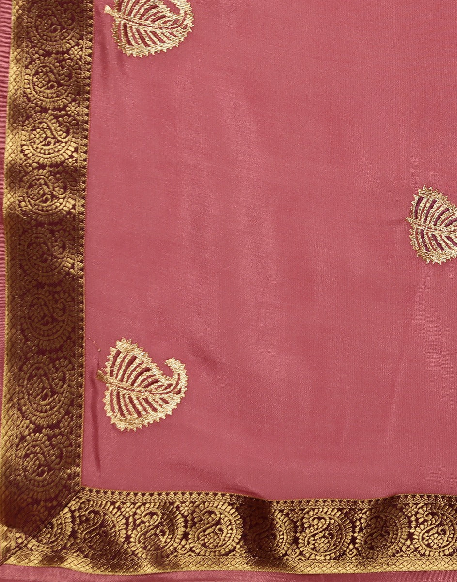 Dusty Pink Embroidered Saree | Leemboodi