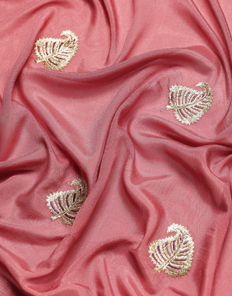 Dusty Pink Embroidered Saree | Leemboodi
