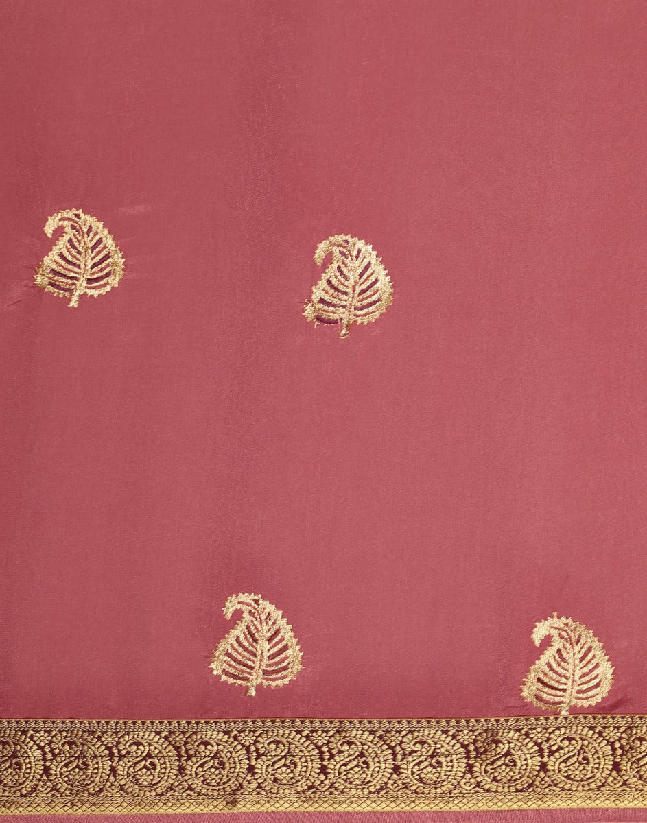 Dusty Pink Embroidered Saree | Leemboodi