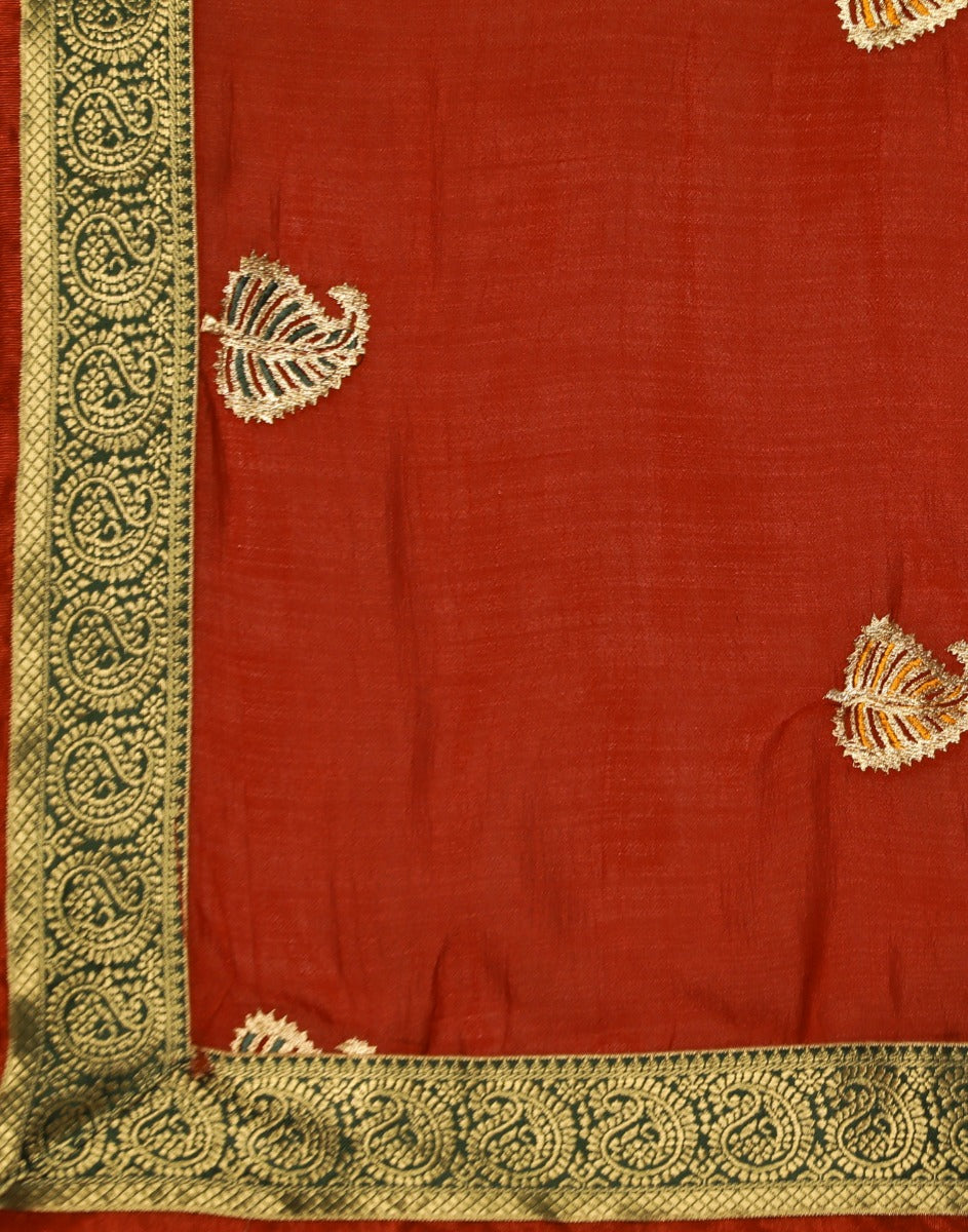 Red Embroidered Saree | Leemboodi