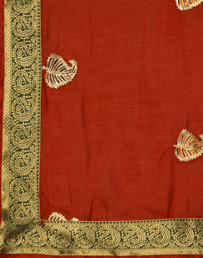 Red Embroidered Saree | Leemboodi
