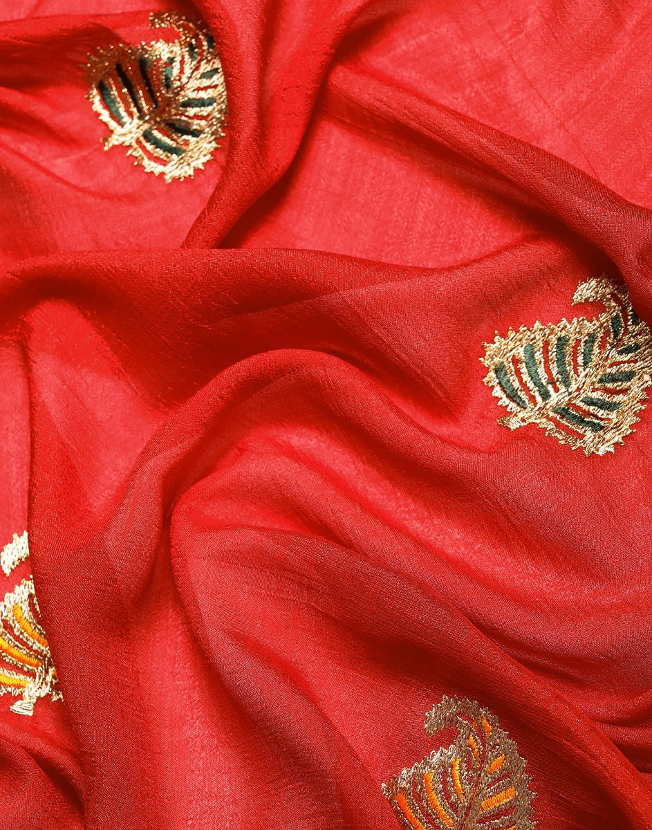Red Embroidered Saree | Leemboodi