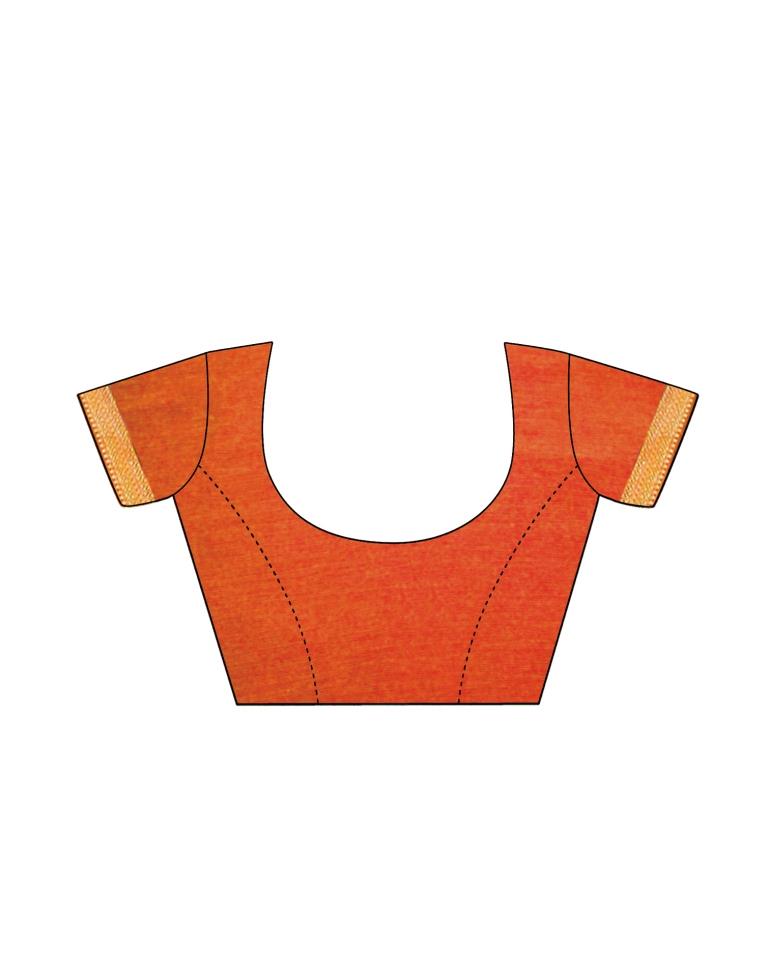 Orange And Multicolour Geometric Printed Saree | Leemboodi