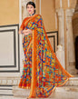 Orange And Multicolour Geometric Printed Saree | Leemboodi