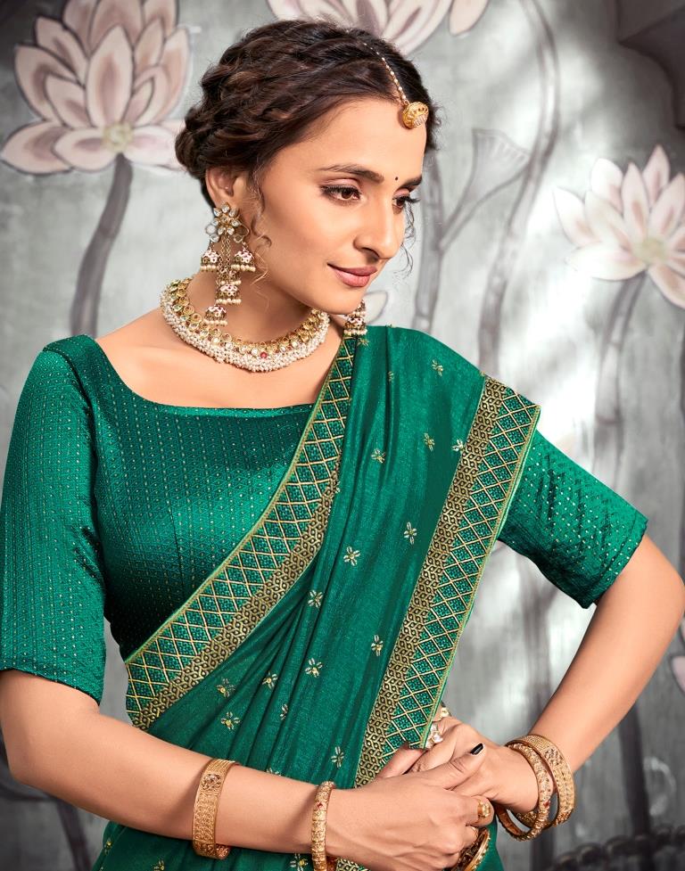 Dark Green Printed Saree | Leemboodi