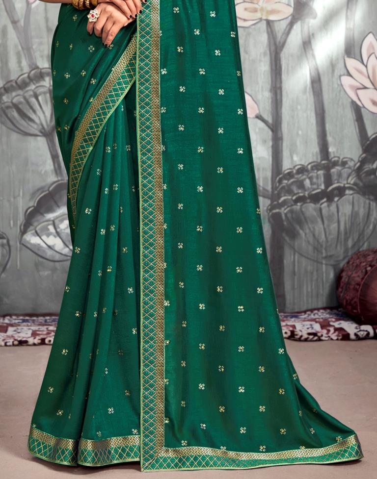 Dark Green Printed Saree | Leemboodi