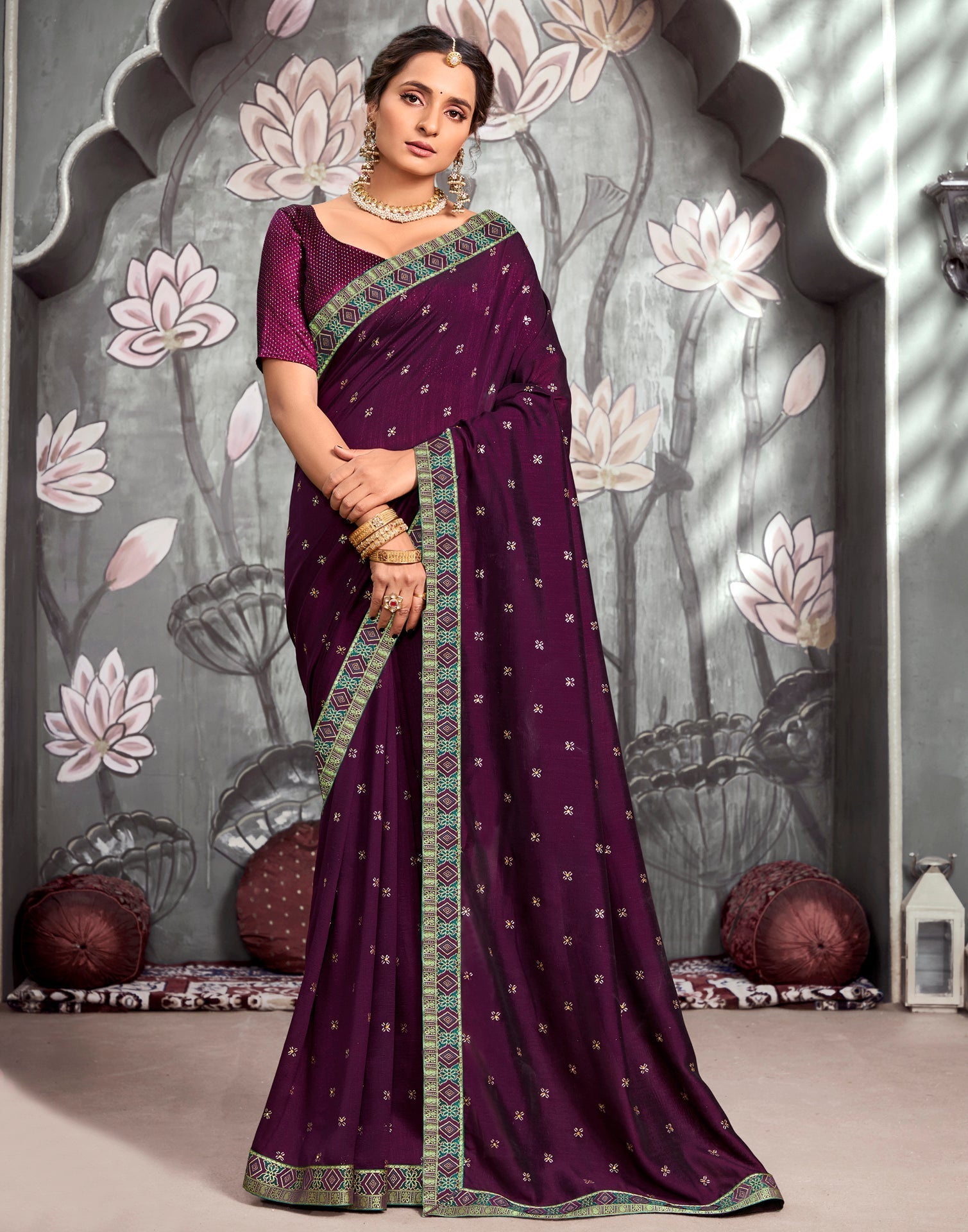 Wine Printed Saree | Leemboodi