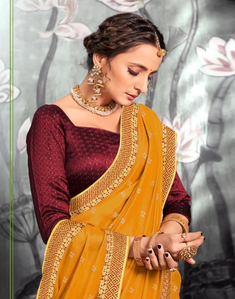 Turmeric Yellow Printed Saree | Leemboodi