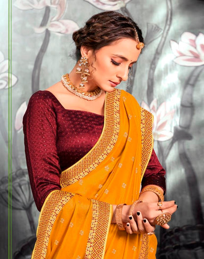 Turmeric Yellow Printed Saree | Leemboodi