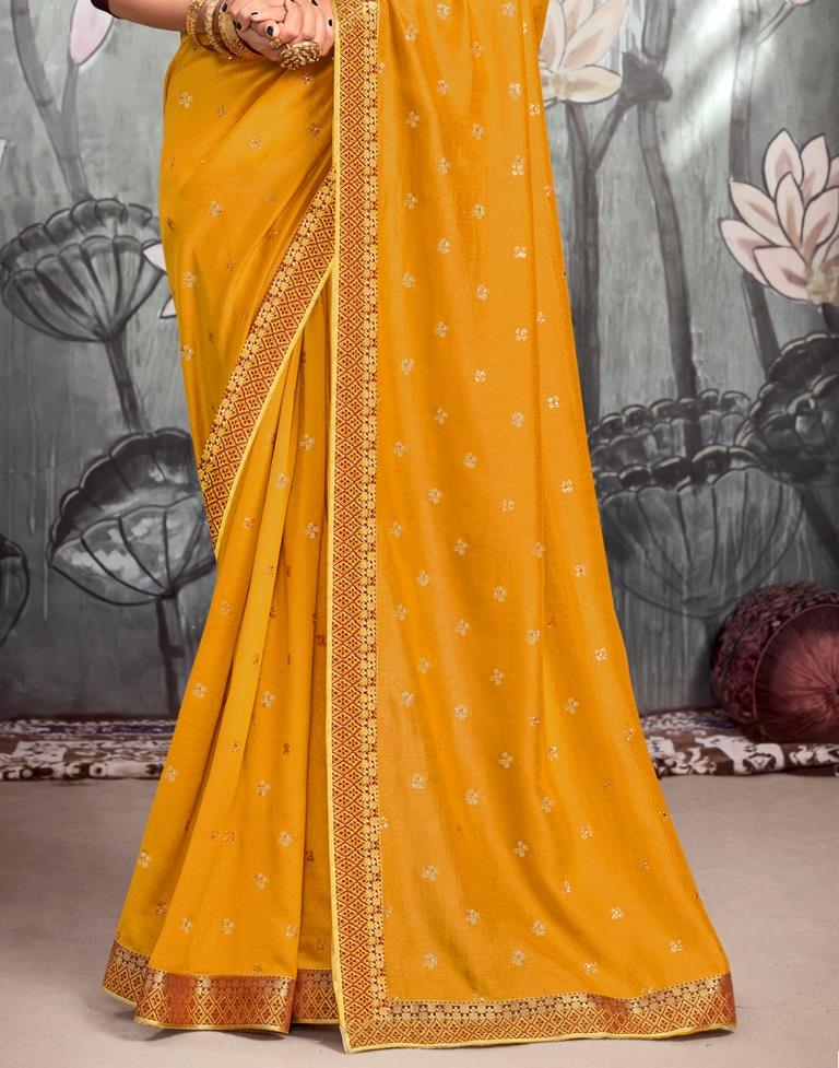 Turmeric Yellow Printed Saree | Leemboodi