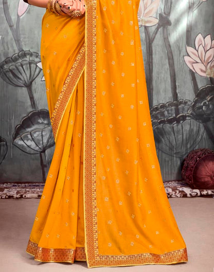 Turmeric Yellow Printed Saree | Leemboodi