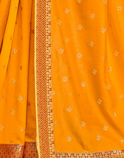 Turmeric Yellow Printed Saree | Leemboodi