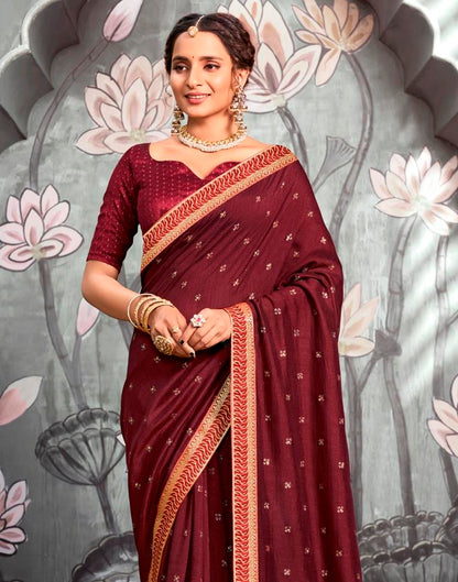 Maroon Vichitra Printed Saree | Sudathi