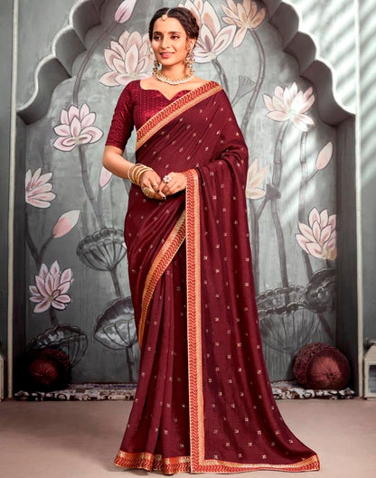 Maroon Vichitra Printed Saree | Sudathi