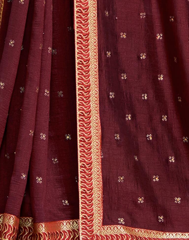 Maroon Vichitra Printed Saree | Sudathi