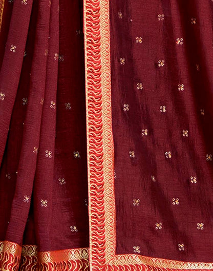 Maroon Vichitra Printed Saree | Sudathi