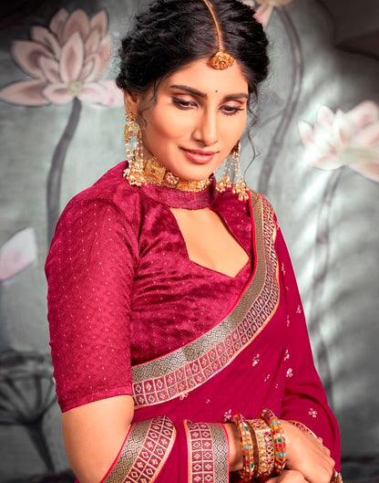 Dark Pink Printed Saree | Leemboodi