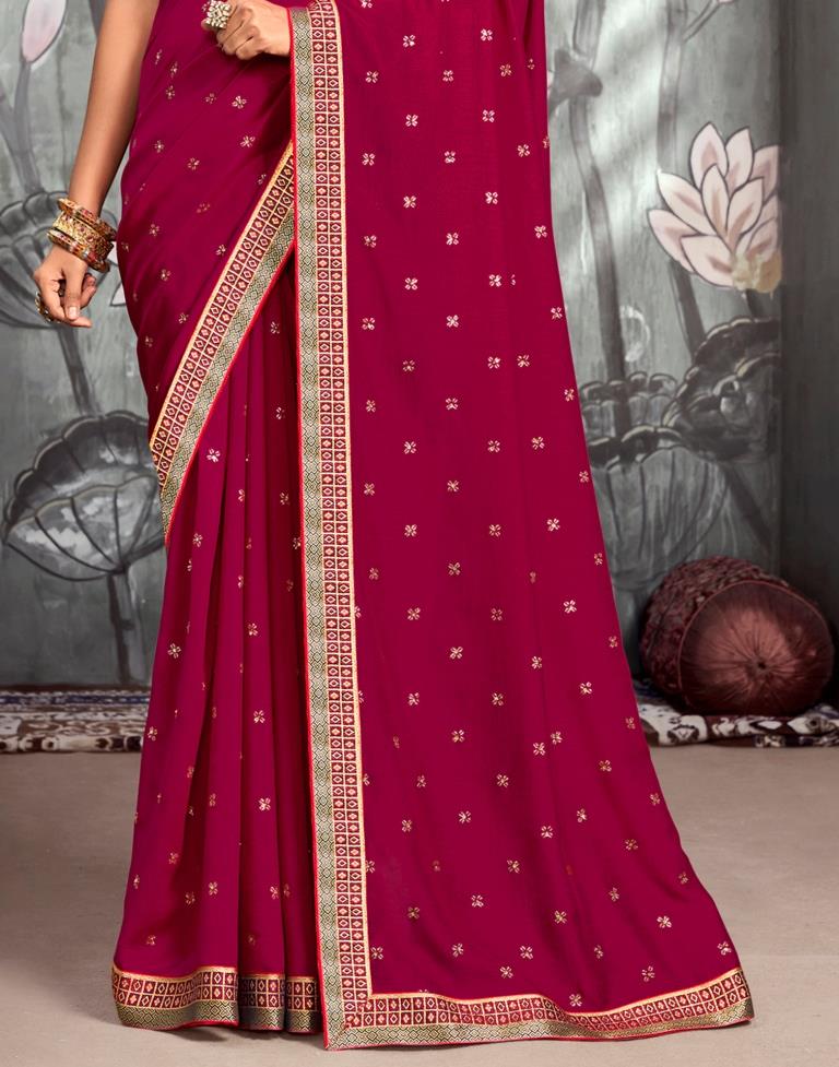 Dark Pink Printed Saree | Leemboodi